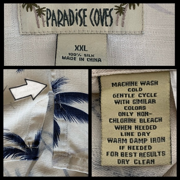 Paradise Cove Palm Tree Silk Camp Shirt XXL - Picture 3 of 3